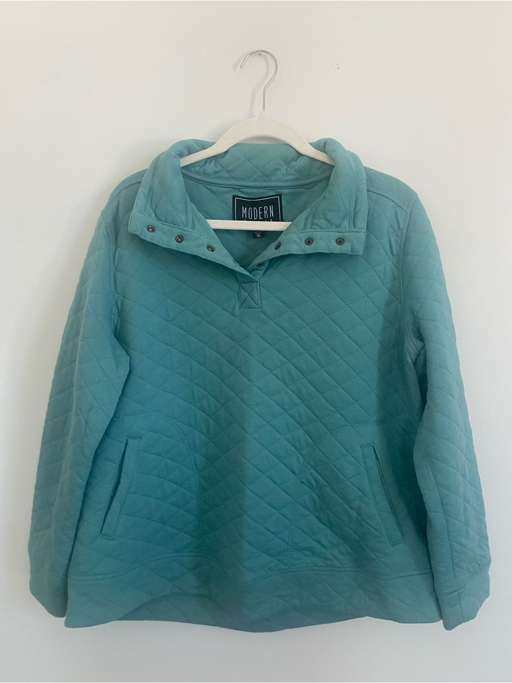 Modern Canvas Quilted Snap Pullover Sweatshirt XL